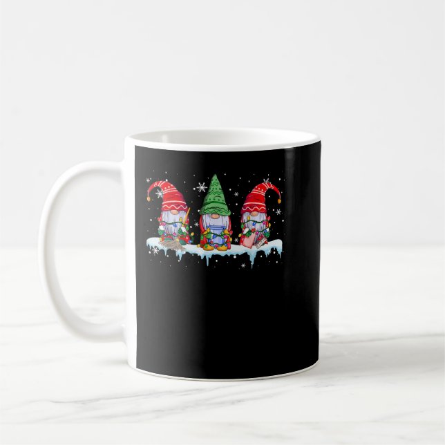 Taza De Café Tres Gnomes de Limpieza Navidades divertidos Gnome (Izquierda)