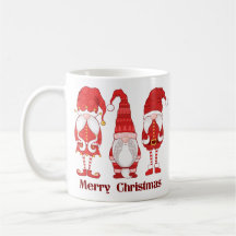 Tres Gnomo Navideños Rojo Feliz Navidad