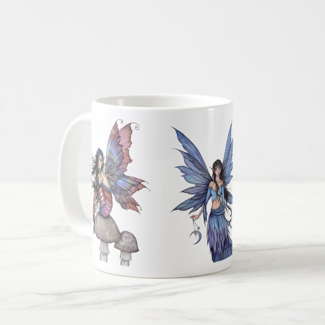 Taza De Café Tres hadas moradas y azules de Molly Harrison (Anverso izquierdo)