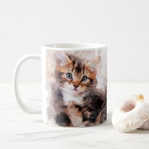 Taza De Café Tres hermosos y lindos gatitos acuarela