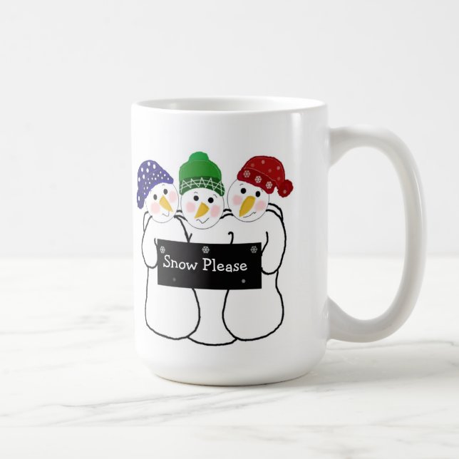 Taza De Café Tres hombres de nieve con Rótulo de nieve (Derecha)