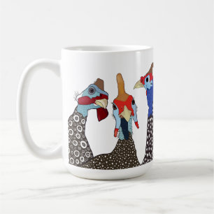 Taza De Café Tres pájaros de aves de corral de Guinea con estam
