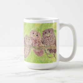 Taza De Café Tres pequeñas lechuzas de cobardía - pintura acríl
