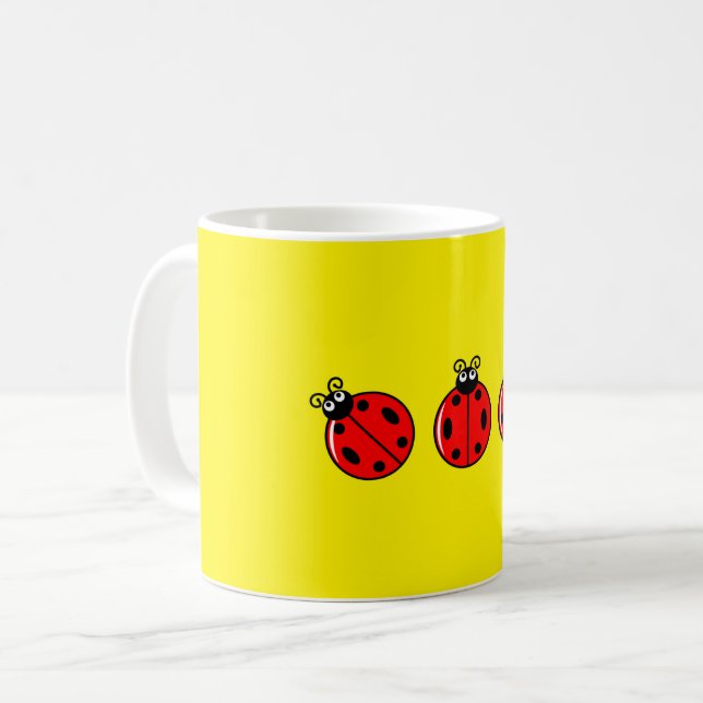 Taza De Café Tres Pequeños Ladybugs - Mug Clásico (Anverso izquierdo)