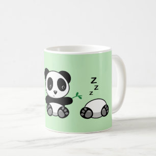 Taza De Café Tres pequeños pandas cortos en verde