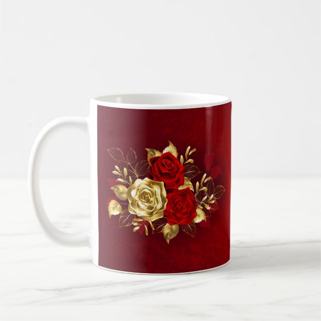Taza De Café Tres Rosas Joyas (Izquierda)