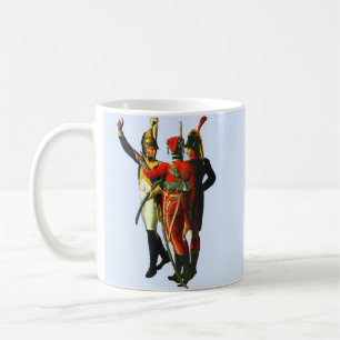 Taza De Café tres soldados franceses alrededor de 1800