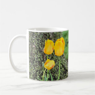 Taza De Café Tres tulipanes amarillos /