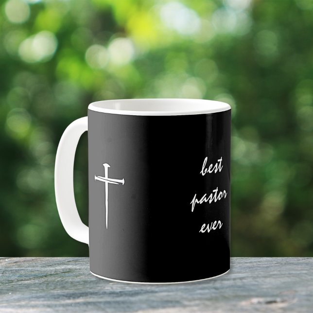 Taza De Café Tres uñas mejor pastor cristiano (Three Nails White Cross Personalized for Pastor)
