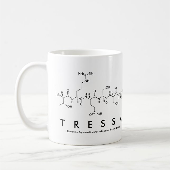 Taza De Café Tressa peptide name mug (Izquierda)