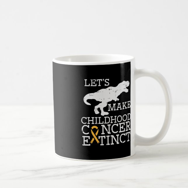 Taza De Café Trex Cáncer Infantil Extinct Awareness Dinosaur B (Derecha)