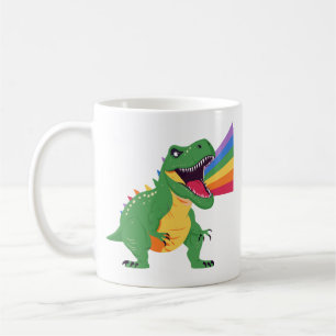 Taza De Café Trex Dinosaur Roarsome Rainbow