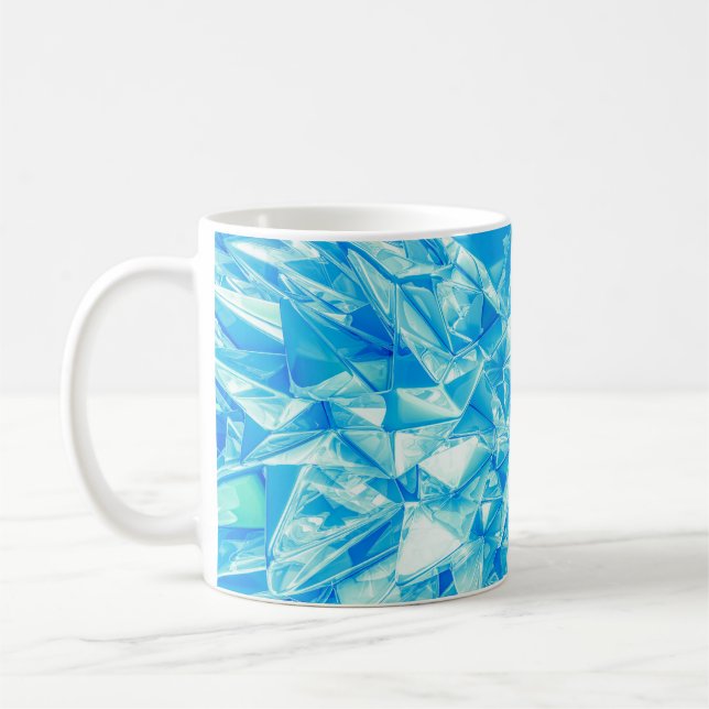 Taza De Café Triángulo de cristal, fondo 3D representado. (Izquierda)