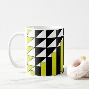 Taza De Café Triángulo Rectángulo Geométrico Verde Negro Modern