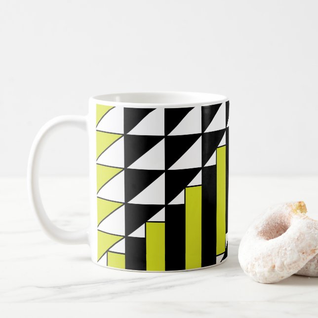 Taza De Café Triángulo Rectángulo Geométrico Verde Negro Modern (Con donut)