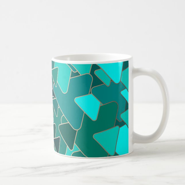 Taza De Café Triángulo Verde azulado geométrico moderno (Derecha)