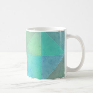 Taza De Café Triángulos Azules Verdes Turquesa Patrón de Arte G