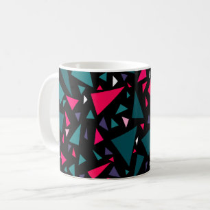Taza De Café Triángulos colores azul escarlata sobre fondo negr