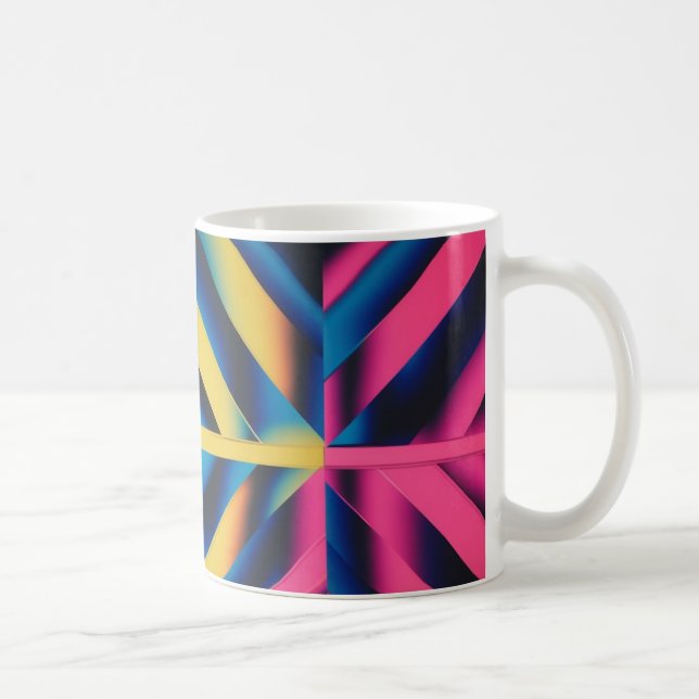Taza De Café Triángulos de neón retro - Clásico audaz geométric (Derecha)