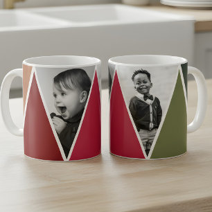Taza De Café Triángulos en rojo y verde Foto Mug