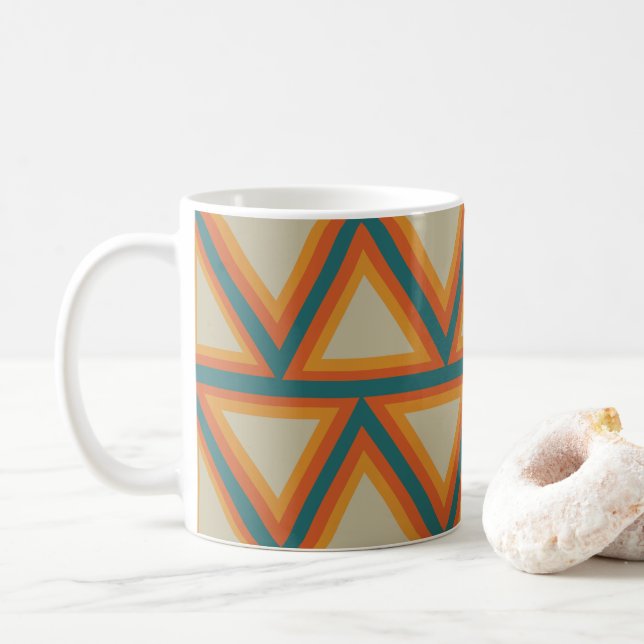 Taza De Café Triángulos geométricos coloridos (Con donut)