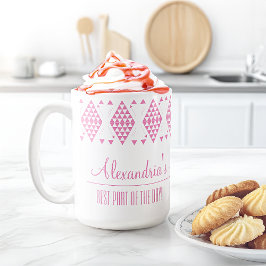Taza De Café Triángulos geométricos rosados personalizados