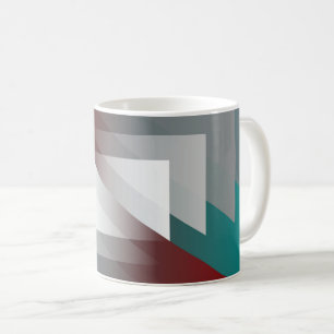 Taza De Café Triángulos grises verde azulados en burdeos