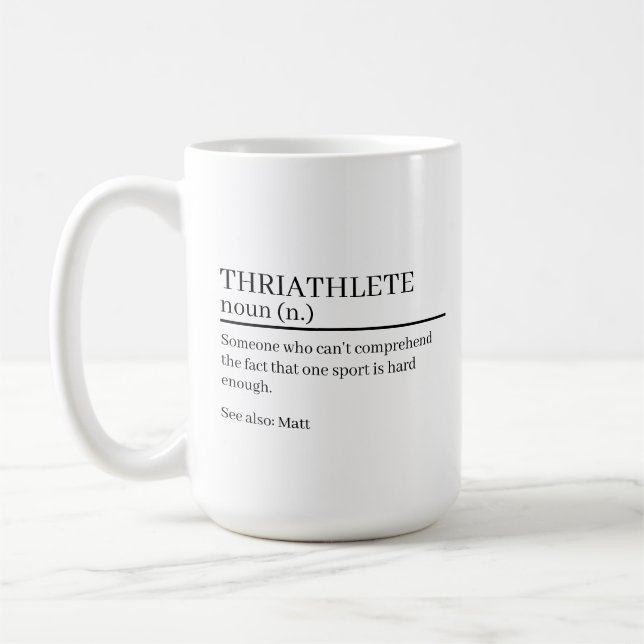 Taza De Café Triathlete definition gift, name definition mug, (Izquierda)