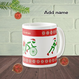 Taza De Café Triatletas de navidades de nombres personalizados