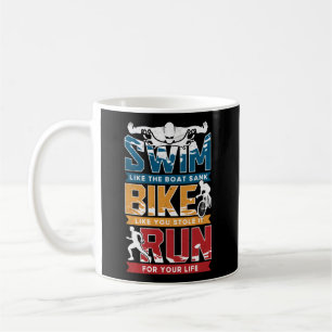 Taza De Café Triatlón de natación en bicicleta