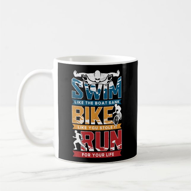 Taza De Café Triatlón de natación en bicicleta (Izquierda)
