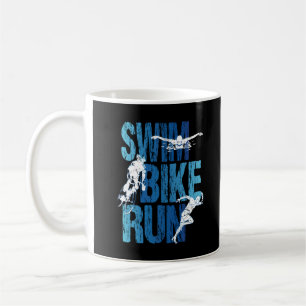 Taza De Café Triatlón - Huida en bicicleta de natación