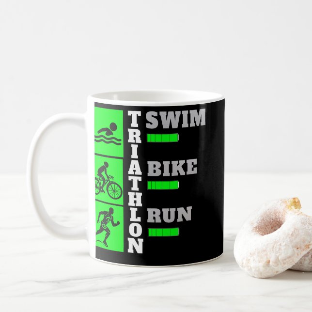 Taza De Café Triatlón triunfo: natación, bicicleta, carreras de (Con donut)