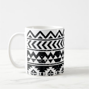 Taza De Café Tribal azteca: patrón blanco grunge.
