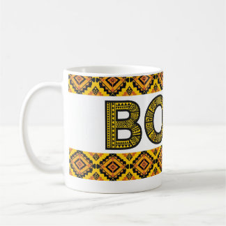 Taza de café tribal boho - Amarillo mostaza marroq