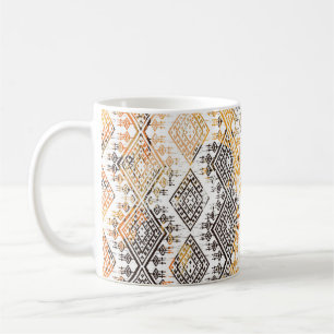 Taza De Café Tribal Boho Geométrico: Patrón de angustia.