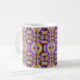 Taza De Café Tribal de diamantes morado y amarillo