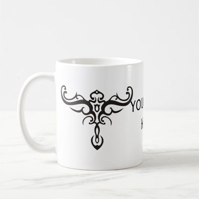 Taza De Café TRIBAL DE TATUAJE NEGRO III + tu idea (Izquierda)