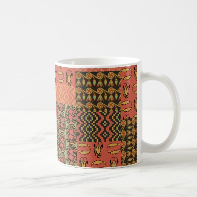 Taza De Café Tríbal Faux Patchwork Coffee Mug (Derecha)