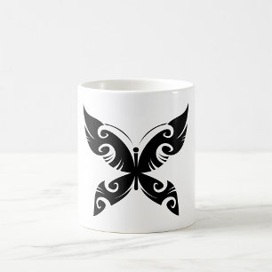 Taza De Café Tribal Mariposa Tattoo Negrita Estilo de tinta neg