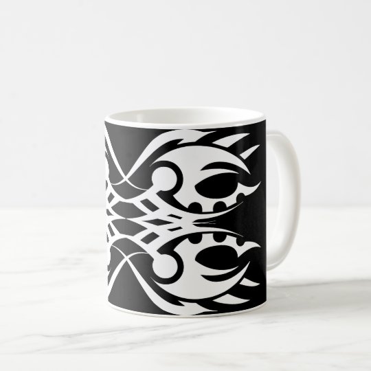 Taza De Café Tribal mug 18 white over black