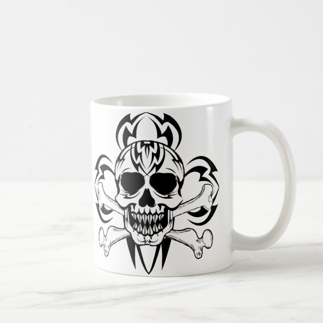 Taza De Café Tribal Tattoo Skull (Derecha)