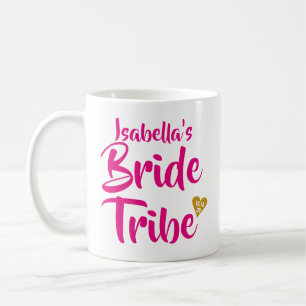 Taza De Café Tribu de la Novia Corazón de Fecha Dorado Personal