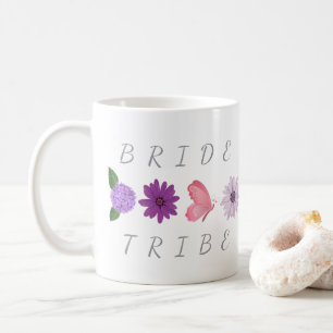 Taza De Café Tribu de Novia Mariposa Floral, Fiesta de Despedid