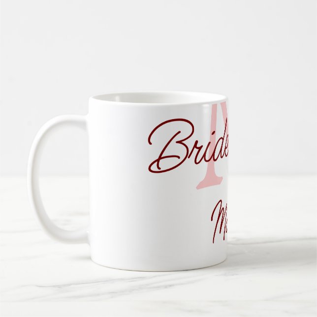 Taza De Café Tribuna de novia monograma ducha de novia roja sim (Izquierda)