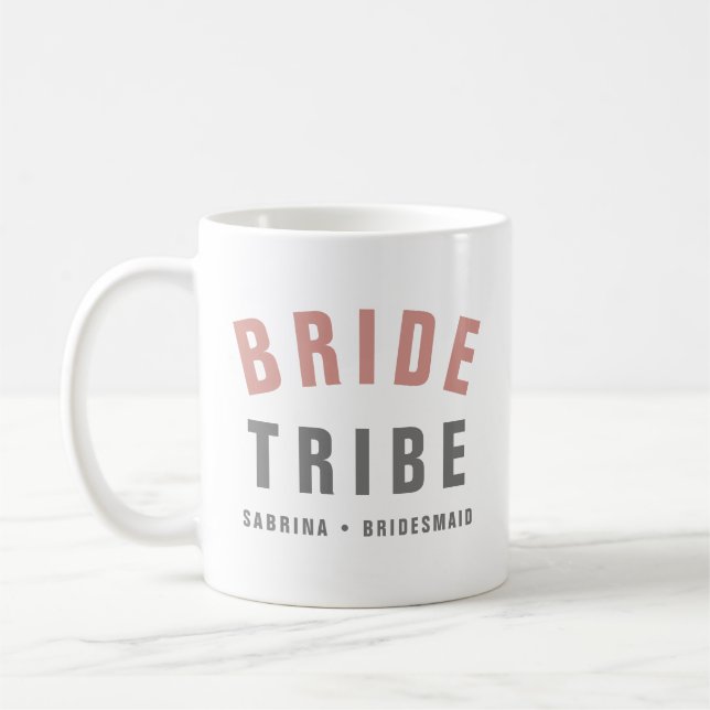Taza De Café Tribuna de novias | Moderna Bachelorette Pink Brid (Izquierda)