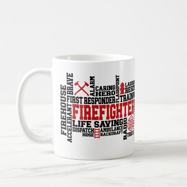 Taza De Café Tributo al bombero con bandera estadounidense (Izquierda)