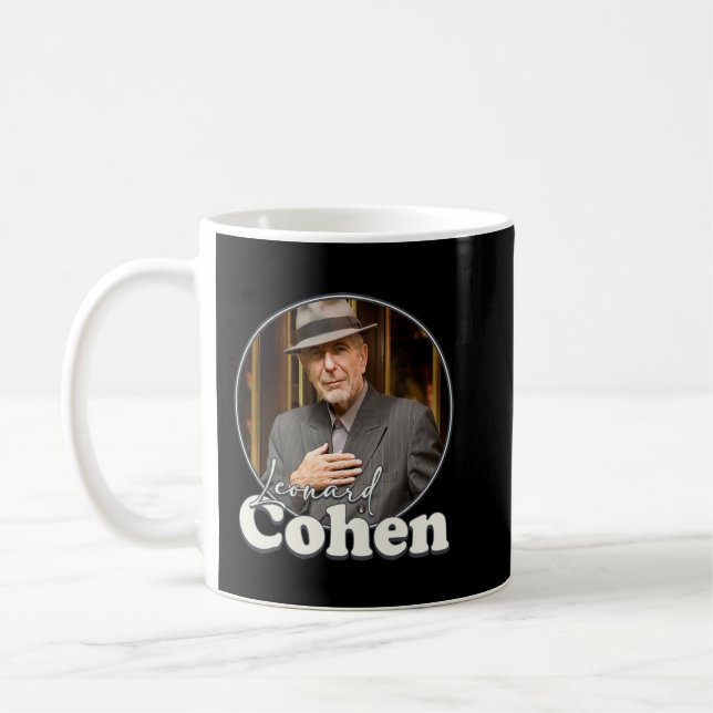 Taza De Café Tributo de Leonard Cohen Retro Portrait FanArt (Izquierda)