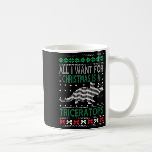 Taza De Café Triceratops Dinosaur Ugly Christmas Design Style F (Derecha)