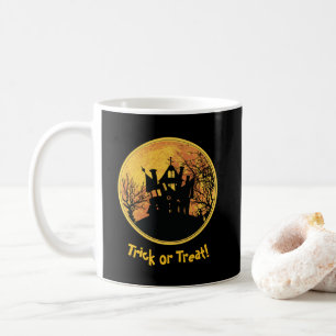 Taza De Café Trick nocturno de Halloween o casa de luna llena